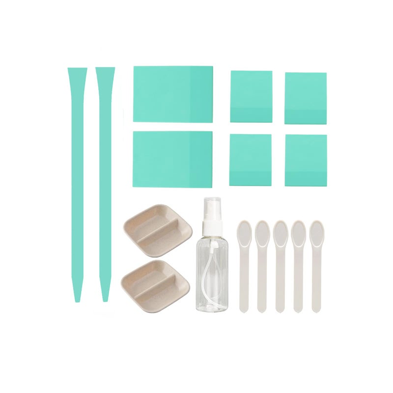 DGAGA 16 Packs Chalk Paste Squeegee Set Screen Printing Tools for Painting Chalk Paste/Ink, 2PCS Silk Screen Stencils Rubber Mini Squeegees Sticks Pens, 5 Stir Sticks, 2 Color Trays and Spray Bottle - Image 1